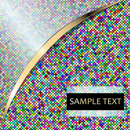 illustration background of colored circles and gold stripeのイラスト素材