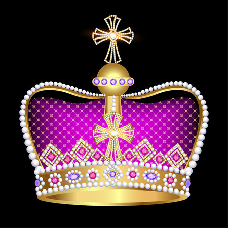 illustration imperial crown with jewels on a black backgroundのイラスト素材