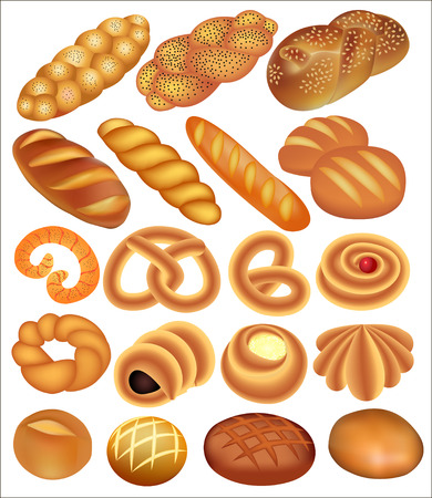 illustration of a set of bread wheat on whiteのイラスト素材