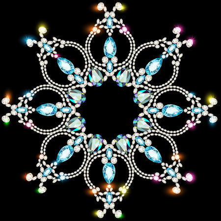 Illustration background with snowflakes made of precious stonesのイラスト素材