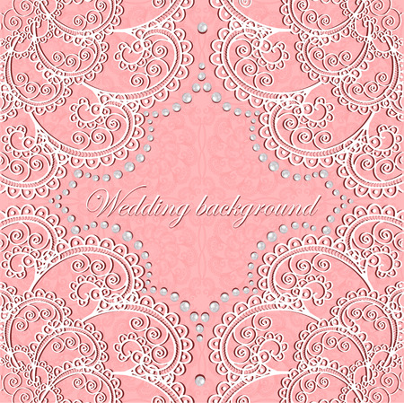 illustration background wedding with lace and pearlsのイラスト素材