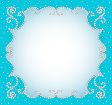 illustration background frame with pearls and precious stonesのイラスト素材