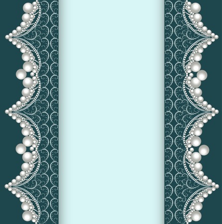 illustration background with lace ornamented with pearlsのイラスト素材