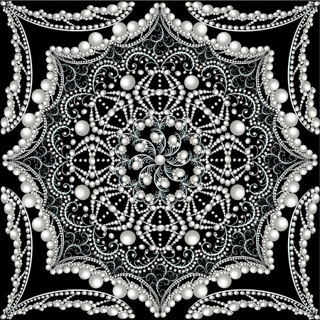 illustration vintage background from a circular ornament with pearlsのイラスト素材