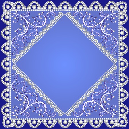 illustration background with lace ornamented with pearlsのイラスト素材