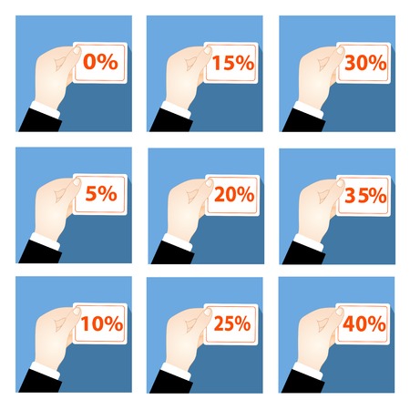 illustration icons set by hand with the interest for the loan serviceのイラスト素材