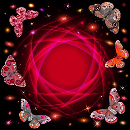 illustration abstract background with flowers and butterfliesのイラスト素材