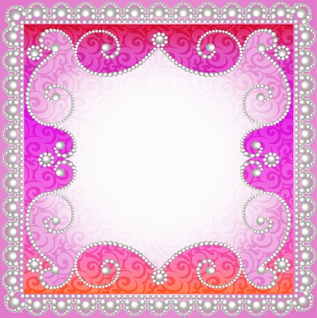 illustration background with vintage  ornamented with pearlsのイラスト素材