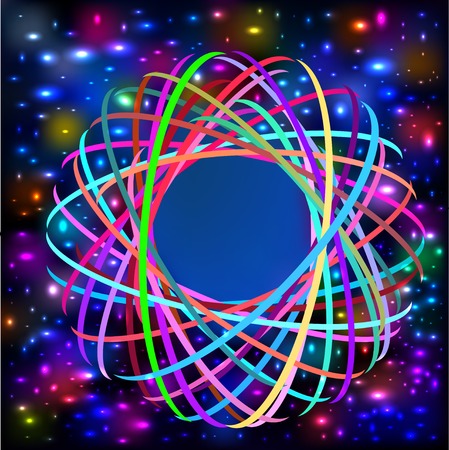 illustration of abstract background with colored circles intertwined and light effectsのイラスト素材