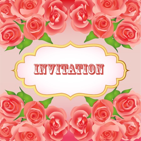 illustration background festive invitation with red rosesのイラスト素材