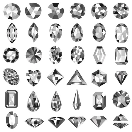 Illustration set of precious stones of different cuts and shapesのイラスト素材
