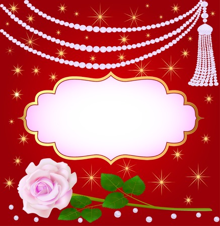 llustration wedding background with rose and pearlsのイラスト素材