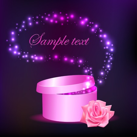 illustration of open box with gift with stars and a roseのイラスト素材