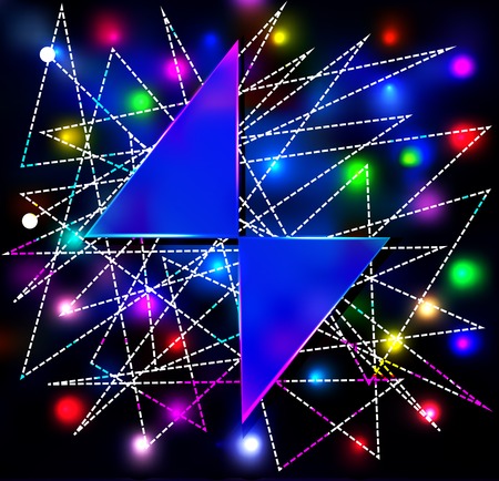 illustration abstract background with two triangles for the text and the neon glow