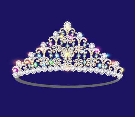 illustration crown tiara women with glittering precious stonesのイラスト素材