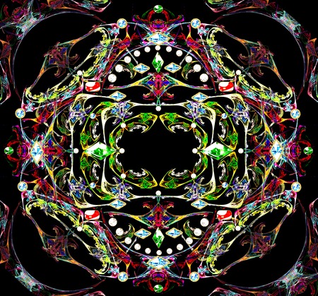 illustration fractal background vintage jewelry with precious stonesの写真素材