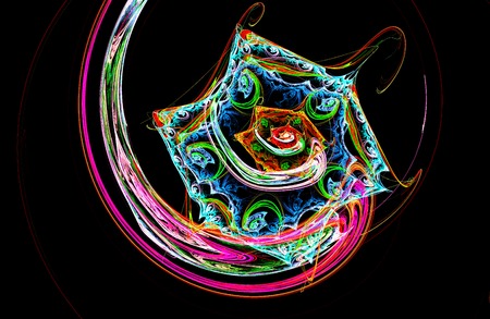 illustration Abstract fractal background with lace floral patternの写真素材