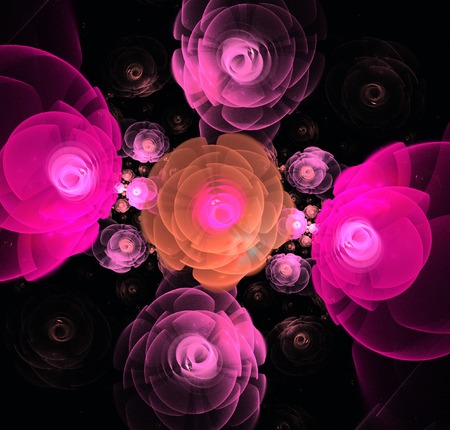illustration Abstract fractal background with a floral designの写真素材