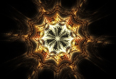 fractal glowing illustration jewelry brooch with precious stonesの写真素材