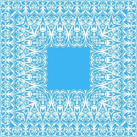 Illustration vintage background with lace frame on a blueのイラスト素材