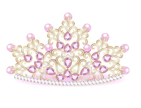 Illustration pink diadem feminine crown with jewelsのイラスト素材