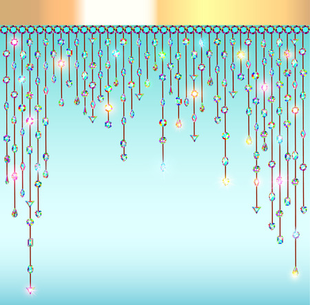 illustration abstract background with pendants with stones and light effectsのイラスト素材