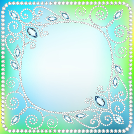 illustration background frame with  ornaments of precious stonesのイラスト素材