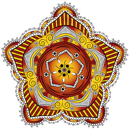 illustration of a beautiful color contour floral ornament, floral design elementのイラスト素材