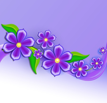 illustration background with beautiful paper-cut flowers. Floral background for design with wave and place for textのイラスト素材