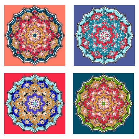 Mandalas collection. Round Ornament Pattern. Vintage decorative elements. Hand drawn background. Islam, Arabic, Indian, ottoman motifs.のイラスト素材