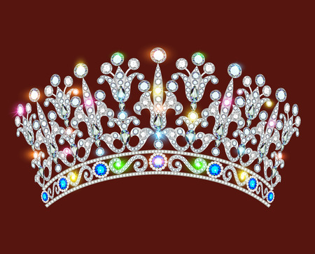 illustration crown tiara women with glittering precious stonesのイラスト素材