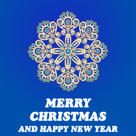 Illustration  Christmas card with snowflake brooch with precious stonesのイラスト素材