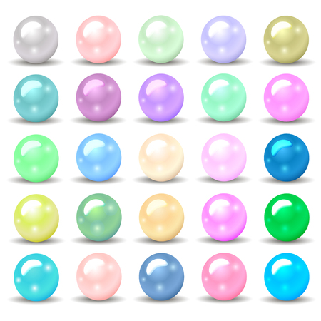 Illustration set of pearls of different colors for your designのイラスト素材