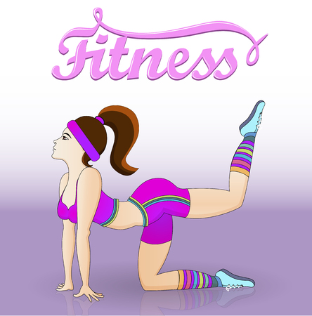 Illustration of a young girl engaged in fitnessのイラスト素材