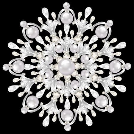 Mandala brooch jewelry, design element.  Geometric vintage ornamental background.のイラスト素材