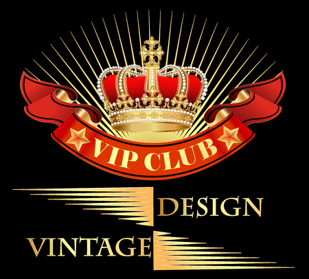 Illustration vintage background with crown and ribbon with inscription vip clubのイラスト素材
