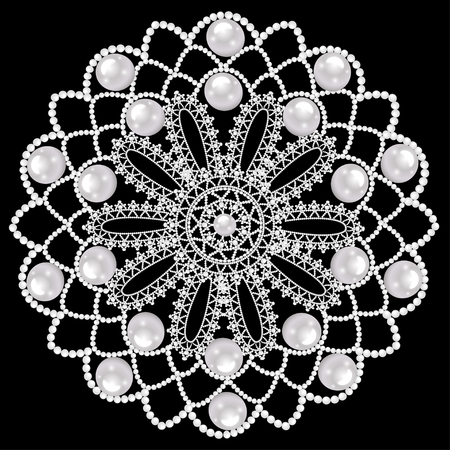 Mandala brooch jewelry, design element.  Geometric vintage ornamental background.のイラスト素材