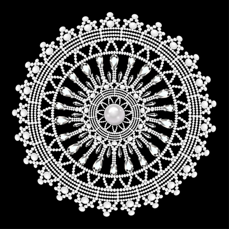 Mandala brooch jewelry, design element.  Geometric vintage ornamental background.のイラスト素材