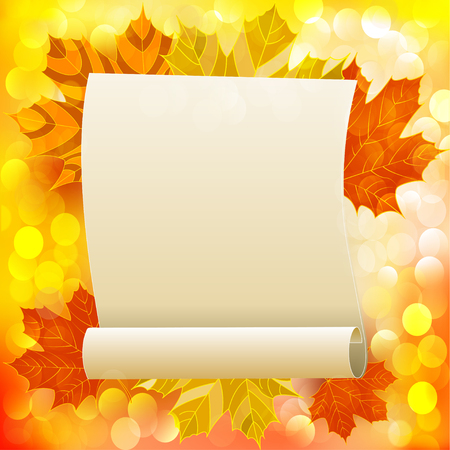 Illustration of autumn background with leaves and place for textのイラスト素材
