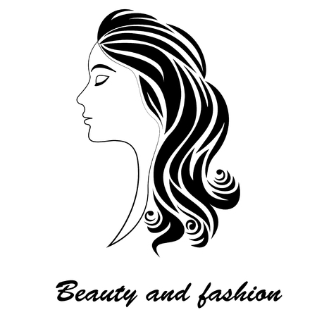 Illustration girl with haircut drawing black and white beauty and fashionのイラスト素材