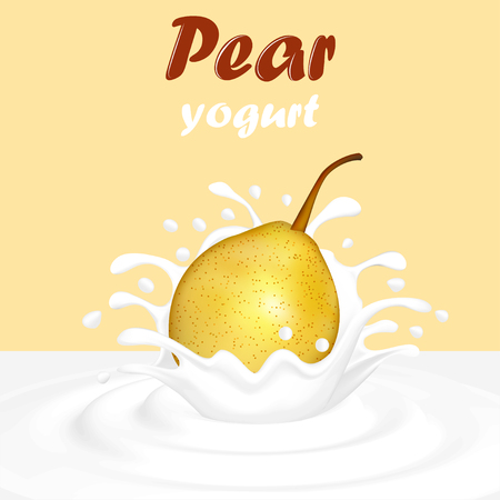 Illustration of a splash of fruit pearyogurtのイラスト素材