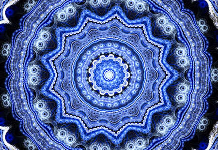 Illustration fractal background with blue floral patternの写真素材