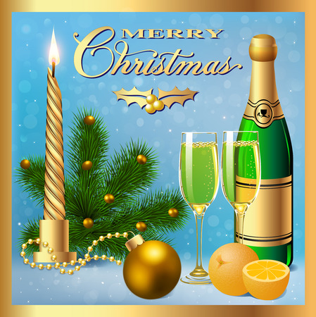 Illustration festive background with candle by ball by orangeのイラスト素材