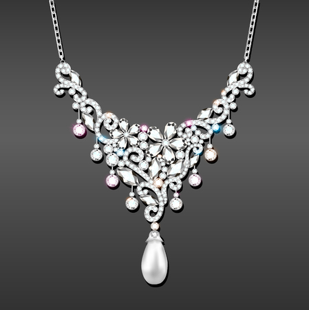 illustration of a necklace   with precious stonesのイラスト素材