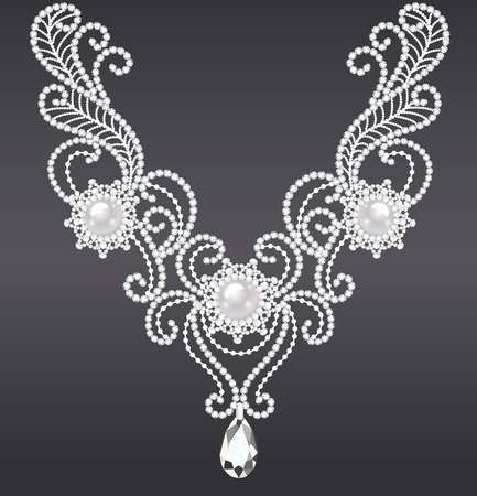 illustration of a woman's necklace with precious stonesのイラスト素材