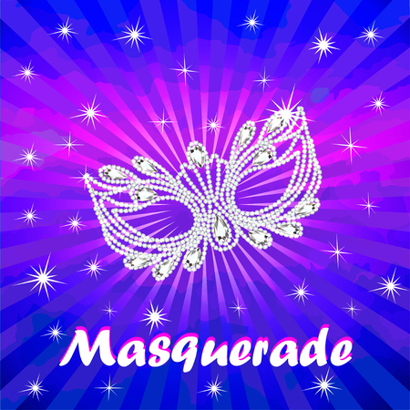Illustration of masquerade poster with carnival mask with rhinestonesのイラスト素材