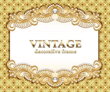 gold card frame on light, vector jewelry background with precious stonesのイラスト素材
