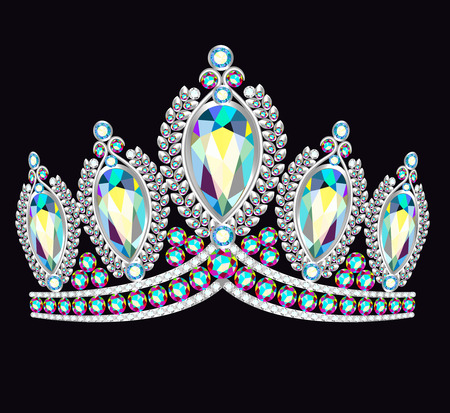 illustration crown tiara women with glittering precious stonesのイラスト素材