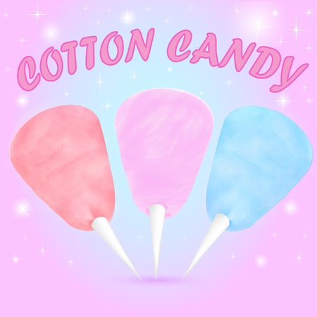 Illustration of cotton candy set of different colorsのイラスト素材