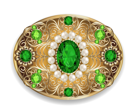 Brooch pendant with and precious stones.のイラスト素材